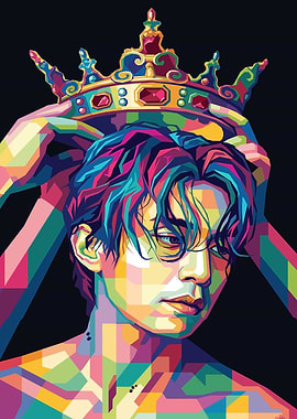 Man with Crown in Pop Art Style