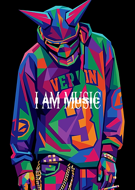 Colorful Character with Music Text