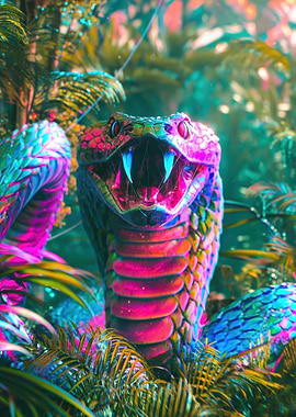 Vibrant Cobra in Lush Jungle