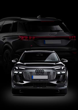 Dark Audi SQ6 e-tron Front and Rear View