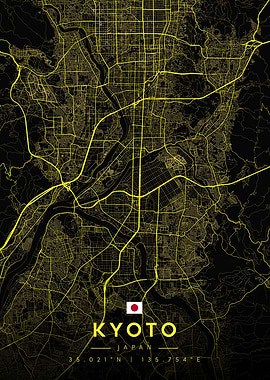 Kyoto Japan Map Art