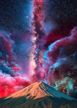 Mount Fuji Under a Cosmic Sky