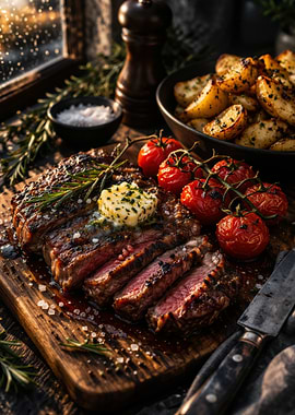 Gourmet Steak Dinner with Roasted Potatoes