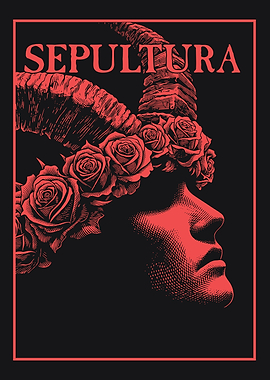 Sepultura band logo with horns and roses