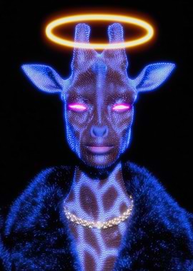 Digital Giraffe with Halo and Necklace