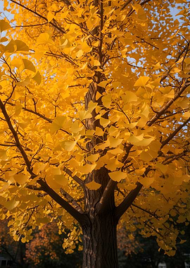 Golden Ginkgo Tree in Autumn