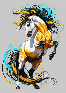 Dynamic Horse with Colorful Mane