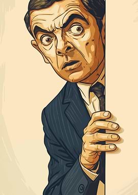 Mr. Bean Peeking Around Corner