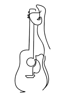 Minimalist Guitar Line Art