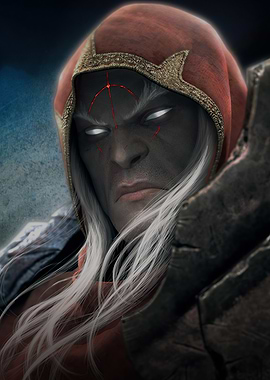 Dark Fantasy Warrior with Red Hood