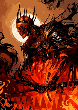 Fiery Skeleton King with Crown
