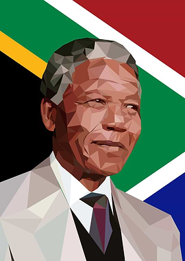 Nelson Mandela with South African Flag