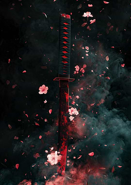 Samurai Sword with Cherry Blossoms