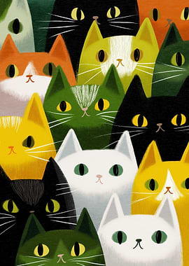A Crowd of Colorful Cats