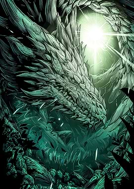 Dragon in a mystical forest