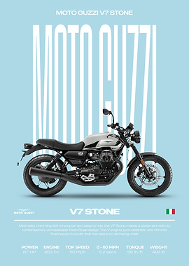 Moto Guzzi V7 Stone Motorcycle Poster