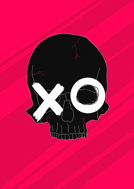 Black Skull with X and O Eyes