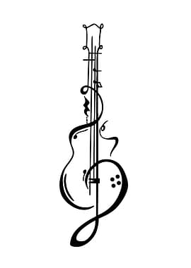 Musical Guitar and Treble Clef