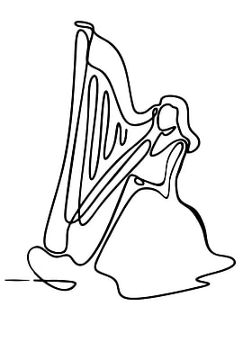 Woman Playing Harp