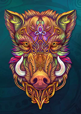 Ornate Wild Boar Head with Celtic Design