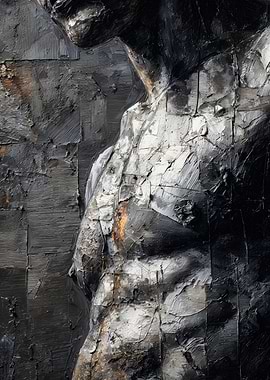 Monochrome Impasto Male Torso Painting