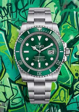 Rolex Submariner Watch on Graffiti Background