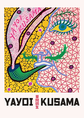Yayoi Kusama Portrait with Dots and Patterns