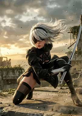 2B in Action with Sword