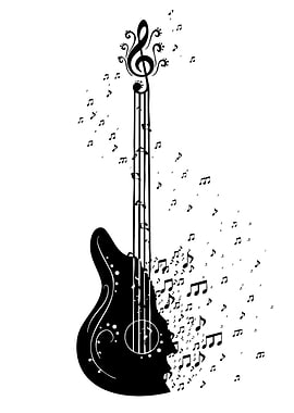 Musical Guitar with Notes