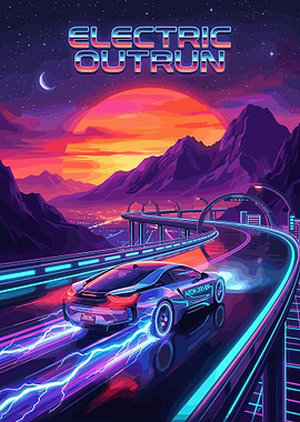 Electric Outrun Neon Driver Car