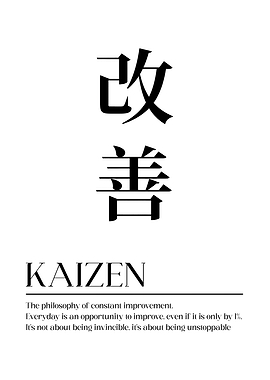 Kaizen Japanese Kanji and Definition white background