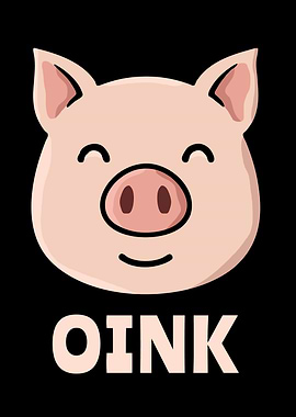 Cute Pig Face OINK Kids Kawaii Pig