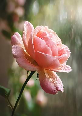 Pink Rose with Water Droplets