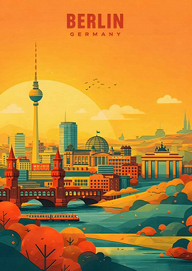 Berlin Cityscape with Brandenburg Gate