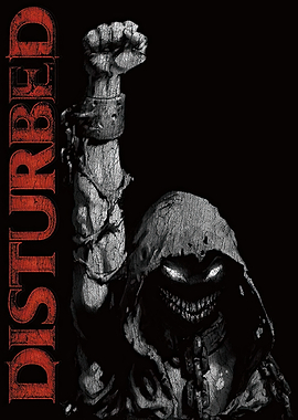 Disturbed Band Logo with Fiery Demon