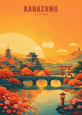 Kanazawa Japan Travel Poster