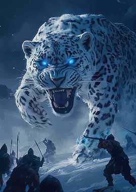 Giant Snow Leopard Attacks Warriors