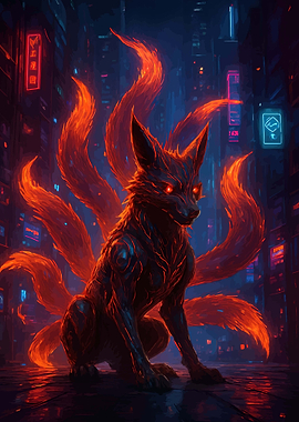 Cyberpunk Nine-Tailed Fox