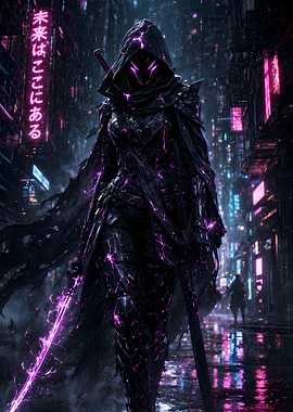 Cyberpunk Assassin in Neon City