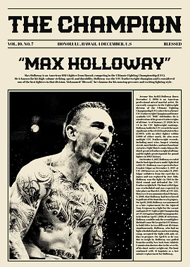 Max Holloway 'The Champion' Newspaper