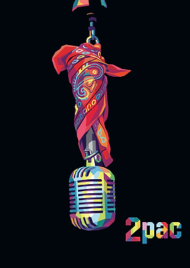 2Pac Microphone and Bandana Pop Art