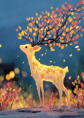 Magical Deer with Autumn Antlers