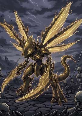 Golden Mechanical Dragon Warrior