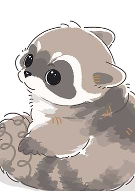 Cute Raccoon Illustration