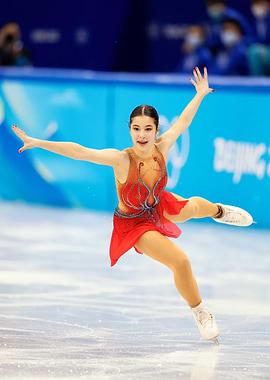 Alysa liu Figure skater in red dress on ice