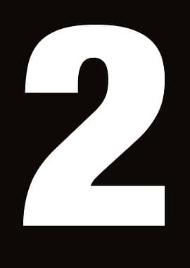 White Number 2 on Black Background