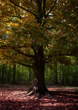 Majestic Autumn Tree in Forest