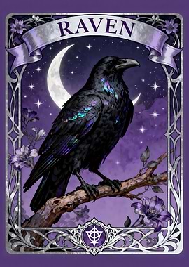 Mystical Raven on a Branch
