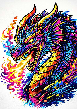 Vibrant Dragon Breathing Fire