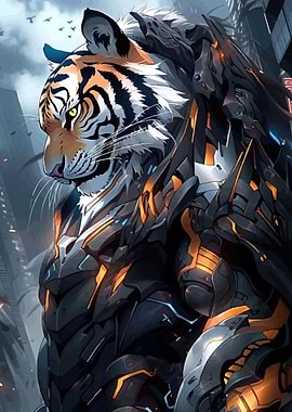 Cyberpunk Tiger Warrior